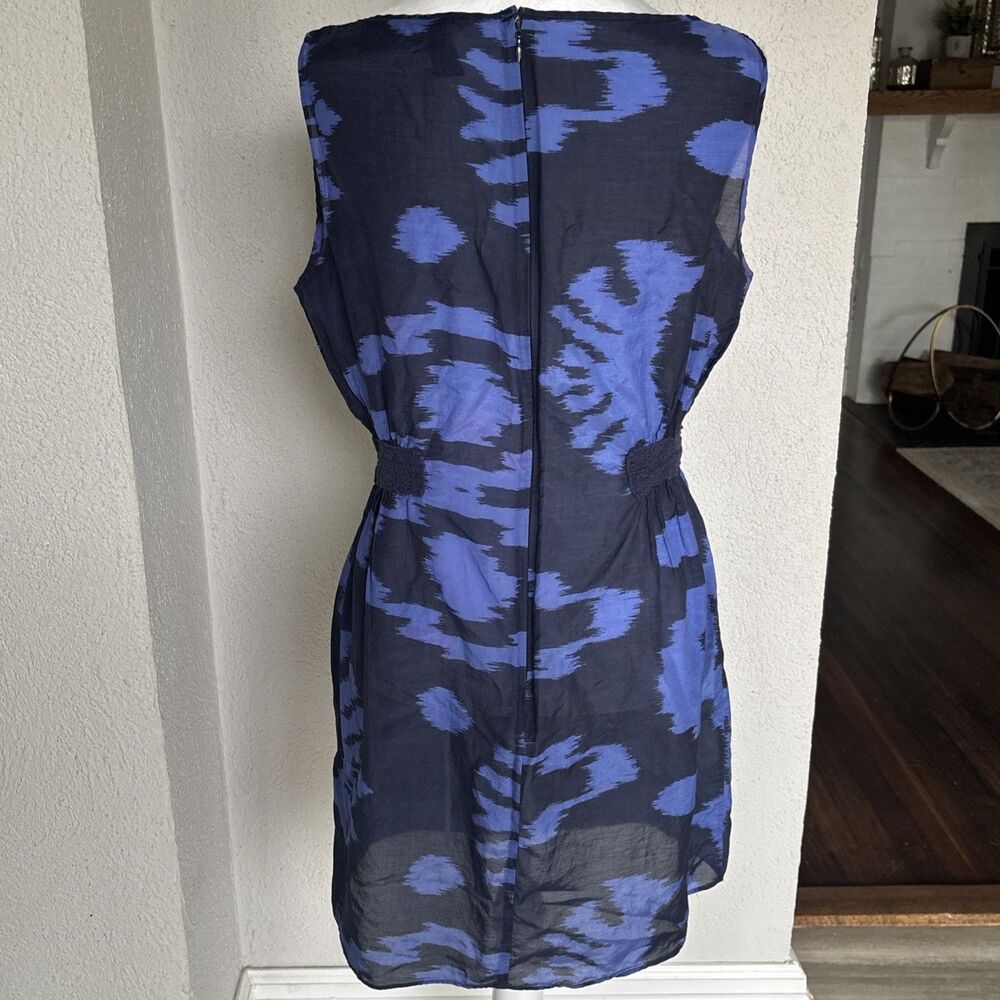Banana Republic Sz 8 Silk Blend Navy Blue Dress Sleeveless Shift Dress - Picture 2 of 8